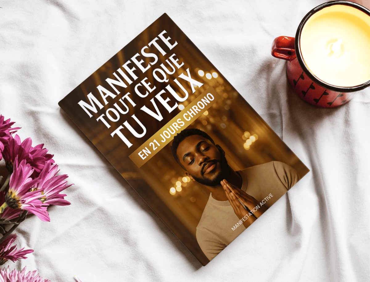 Homme tenant le livre Manifeste tout ce que tu veux en 21 jours chrono